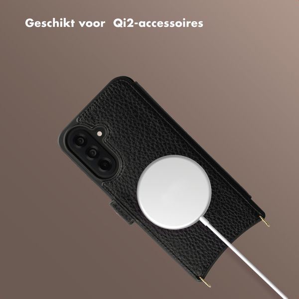 Selencia Riva Bookcase met MagSafe en Koord Samsung Galaxy A37 (5G) - Zwart