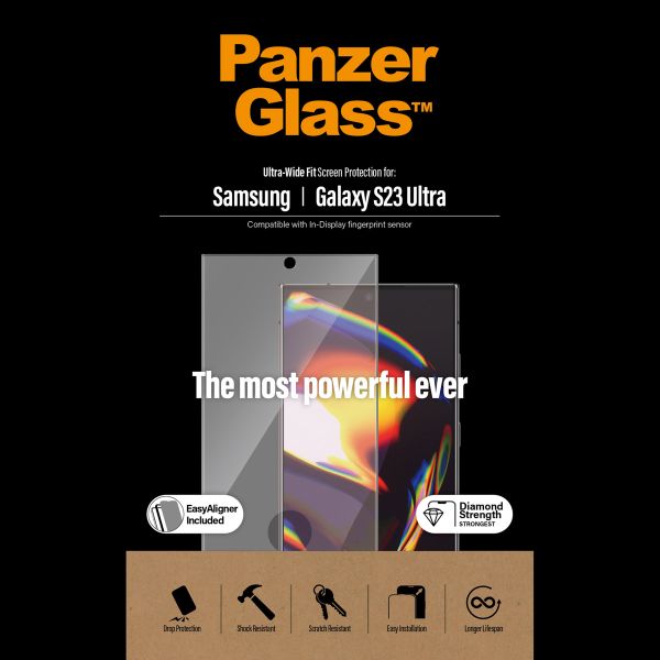 PanzerGlass Ultra-Wide Fit Anti-Bacterial Screenprotector incl. applicator Samsung Galaxy S23 Ultra - Zwart