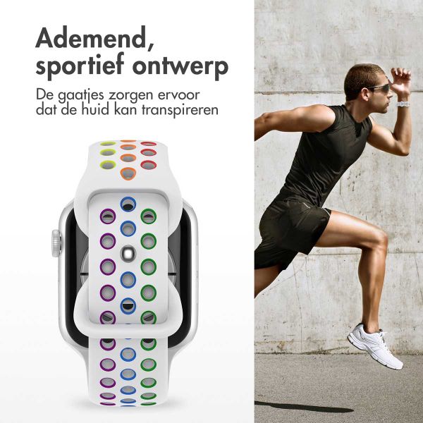 imoshion Sport⁺ bandje Apple Watch Series 1 t/m 9 / SE (38/40/41 mm) | Series 10 / 11 (42 mm) - Maat M/L - White Rainbow