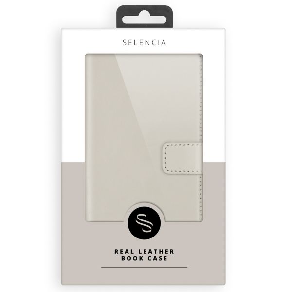Selencia Genuine Leather Book Case Apple iPhone 16 - Greige