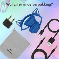 imoshion Kids LED Light Cat Ear Bluetooth Headphones - Kinder koptelefoon - Draadloze koptelefoon + AUX kabel - Cobalt Blue