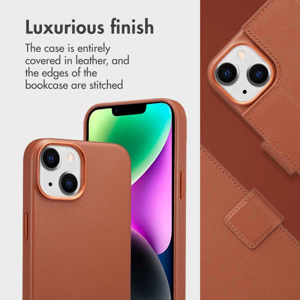 Accezz 2-in-1 Leather Bookcase with MagSafe Apple iPhone 14 - Sienna Brown