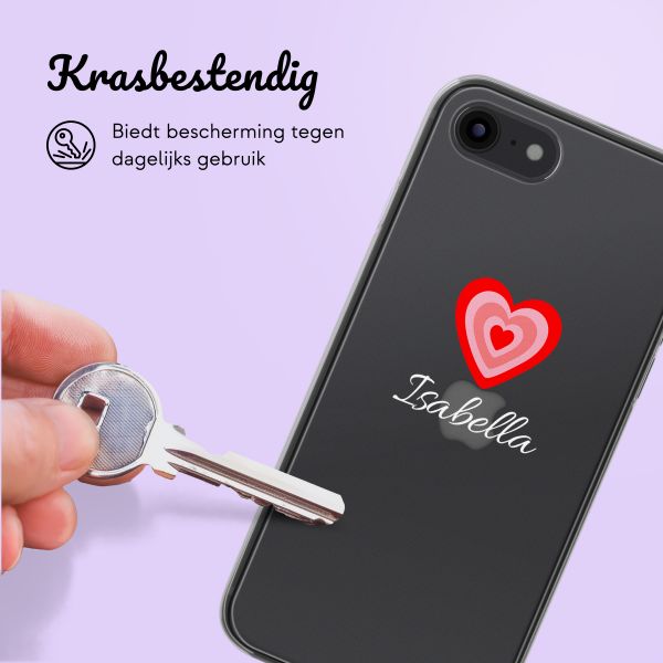 Gepersonaliseerd hoesje met hartje iPhone SE (2022 / 2020) / 8 / 7 - Transparant