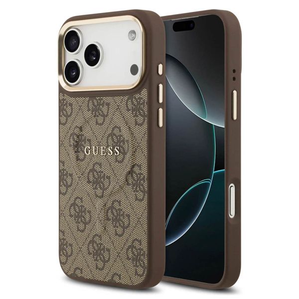 Guess Classic 4G Logo Backcover met MagSafe Apple iPhone 17 Pro Max - Bruin