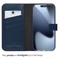 Selencia Echt Leren Bookcase Apple iPhone 17 Pro - Blauw