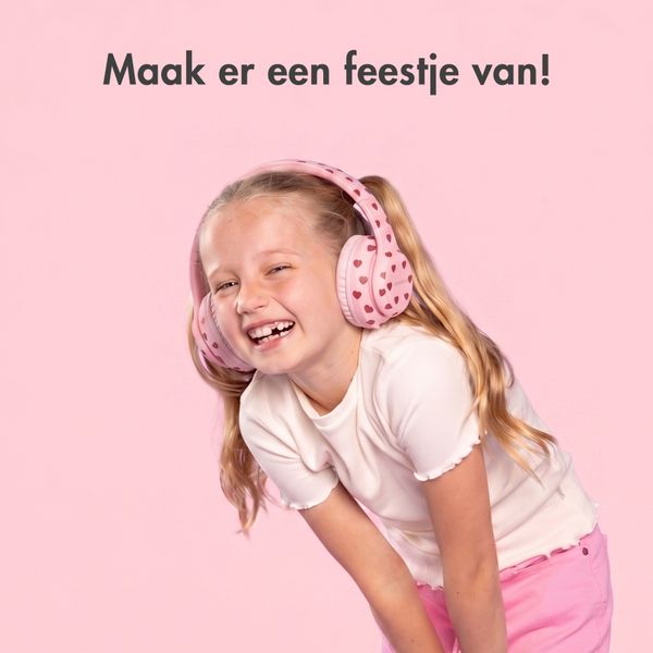 imoshion Draadloze Kinderkoptelefoon LED Light - Decibelbegrenzer - Met AUX kabel - Hartjes