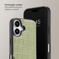 Selencia Nova Croco Backcover met koord en pashouder iPhone 16 - Sage Green