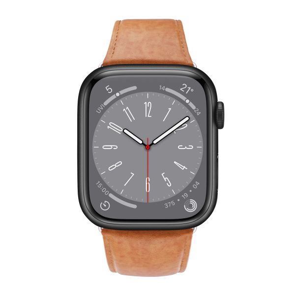 WiWu Vintage "Crazy Horse" lederen band Apple Watch Series 1 t/m 9 / SE (38/40/41 mm) | Series 10 (42 mm) - Lichtbruin