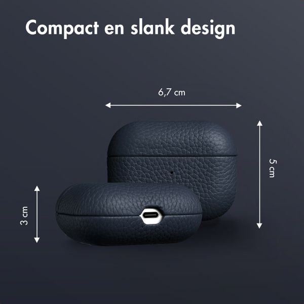 Accezz Echt Leren Case AirPods Pro - Donkerblauw
