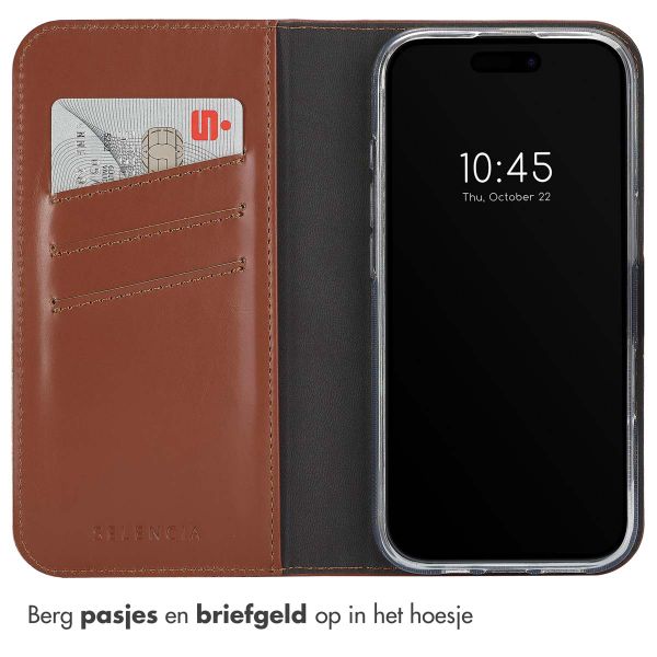 Selencia Echt Leren Bookcase Apple iPhone 16 Pro Max - Lichtbruin