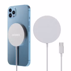 Accezz Wireless Charger USB-C - MagSafe en Qi2 Draadloze Oplader - 1 meter - Wit