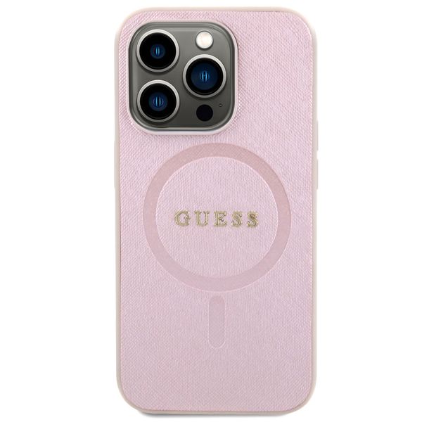Guess Saffiano Backcover MagSafe Apple iPhone 15 Pro - Roze