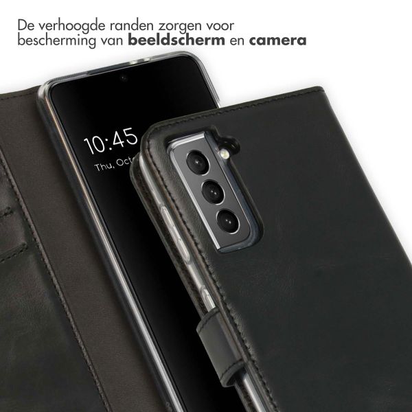 Selencia Echt Lederen Bookcase Samsung Galaxy S21 - Zwart