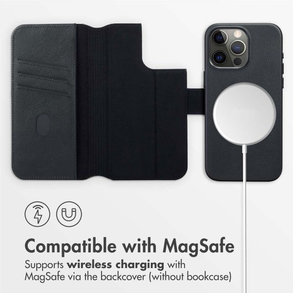 Accezz 2-in-1 Leather Bookcase with MagSafe Apple iPhone 15 Pro Max - Onyx Black