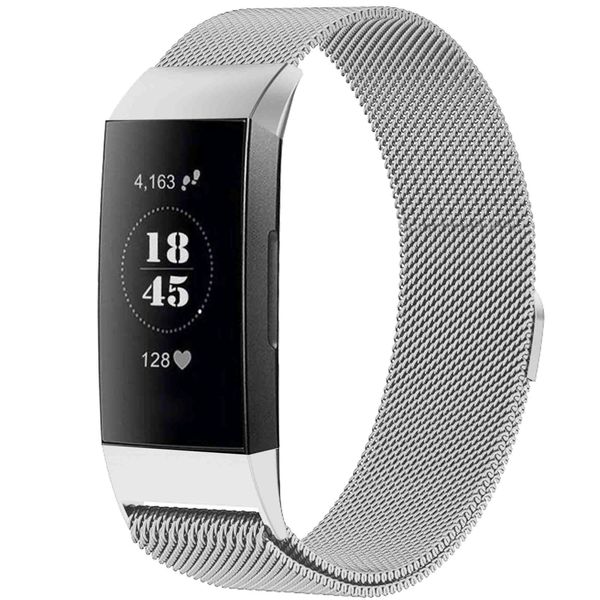 imoshion Milanees magnetisch bandje Fitbit Charge 3 / 4 - Maat S - Zilver