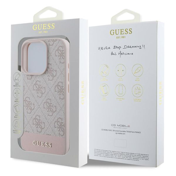 Guess Bottom Stripe 4G Backcover Apple iPhone 16 Pro Max - Roze
