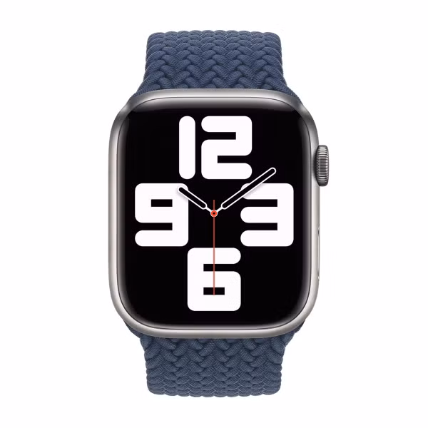 Apple Gevlochten solobandje Apple Watch | 44/45/46/49 mm - Maat 9 - Abyss Blue