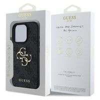 Guess 4G Metal Logo Backcover Apple iPhone 16 Pro Max - Zwart