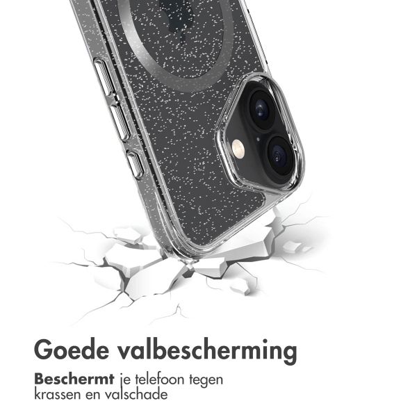 imoshion Clear Glitter Backcover met MagSafe Apple iPhone 16 - Zilver