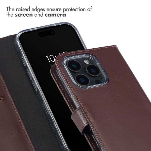 Selencia Genuine Leather Book Case Apple iPhone 16 Pro Max - Brown