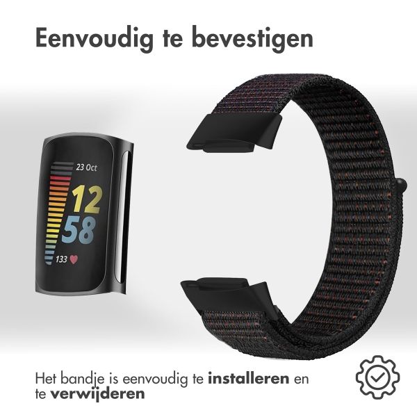 imoshion Nylon bandje Fitbit Charge 5 / Charge 6 - Maat S - Zwart