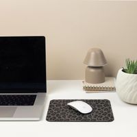 Selencia Sabi Kunstleren Muismat met Panterprint - 20 x 24 cm - Midnight Black