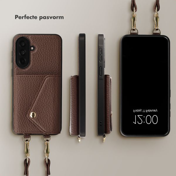Selencia Sera Telefoonhoes met Koord en Envelop Pashouder Samsung Galaxy A36 - Chocolate Brown