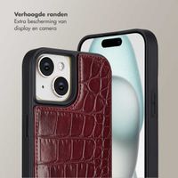 Selencia Nova Croco Telefoonhoes met Koord en Pashouder Apple iPhone 15 - Burgundy
