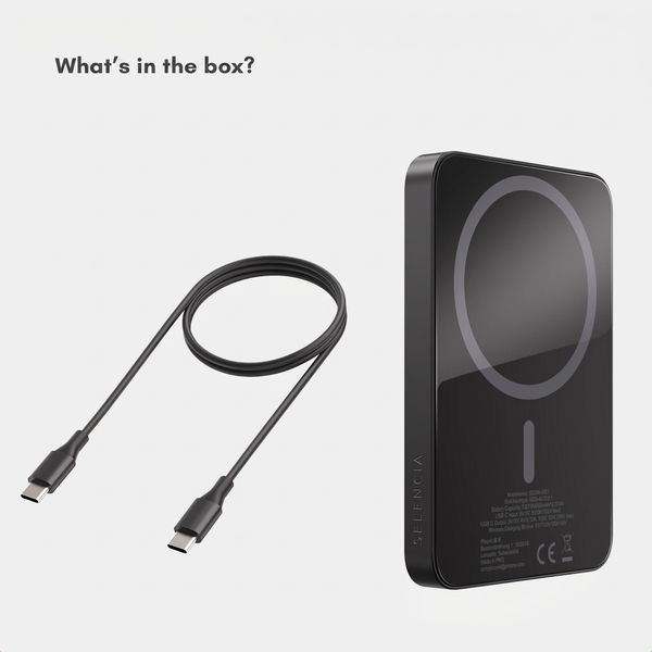 Selencia Vivid Powerbank 5,000 mAh - Wireless Powerbank - Compatible with MagSafe and Qi - Black / Vintage Peony