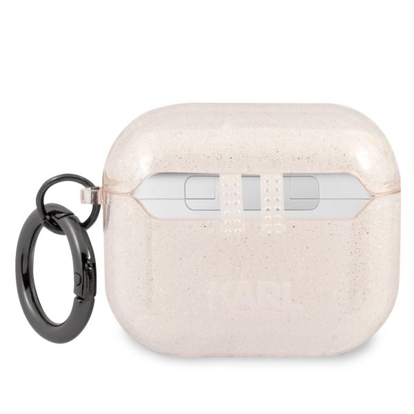 Karl Lagerfeld Karl's Head Silicone Glitter Case Apple AirPods 3 (2021) - Goud