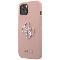 Guess 4G Metal Logo Saffiano Backcover Apple iPhone 13 - Roze