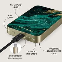 Burga Magnetic Powerbank 5.000 mAh - Geschikt voor MagSafe | Emerald Pool - Gold