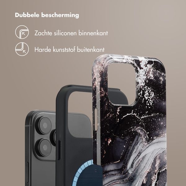 Selencia Vivid Tough Backcover met MagSafe iPhone 16 Pro Max - Chic Marble Black