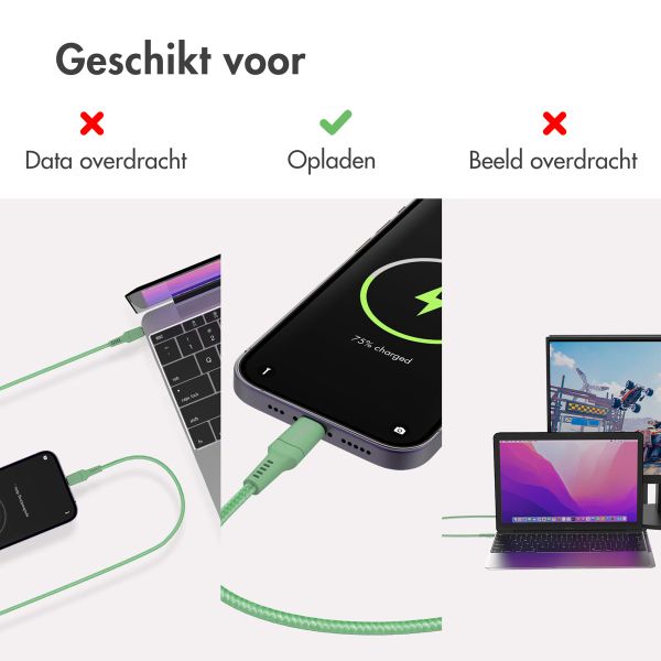 imoshion Lightning naar USB-C kabel - Non-MFi - Gevlochten textiel - 2 meter - Groen