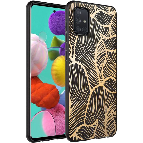 imoshion Design hoesje Samsung Galaxy A71 - Bladeren / Zwart