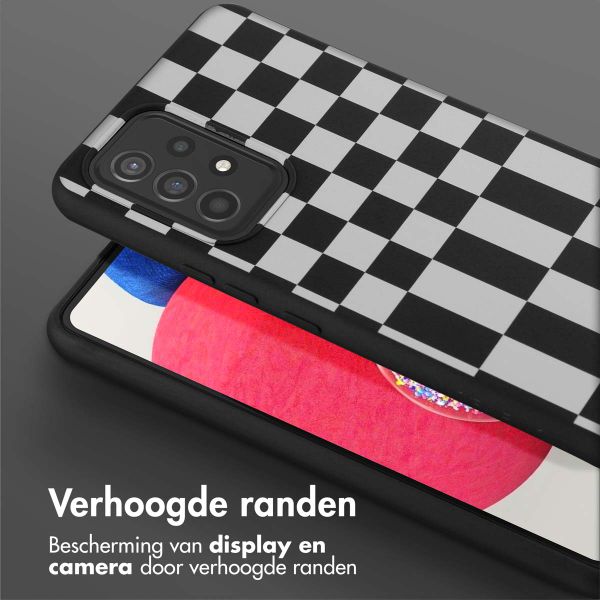 Selencia Siliconen design hoesje met afneembaar koord Samsung Galaxy A53 - Irregular Check Black