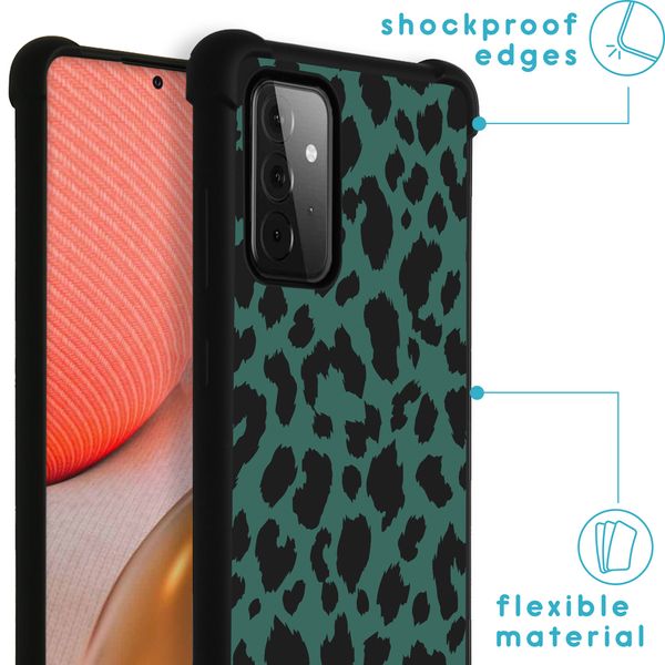 imoshion Design hoesje met koord voor Samsung Galaxy A72 - Luipaard - Groen / Zwart