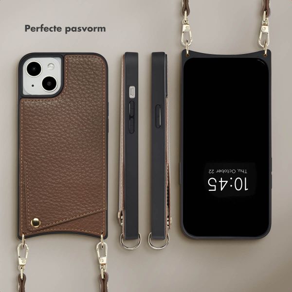 Selencia Nova Telefoonhoes met Koord en Pashouder Apple iPhone 14 / 13 - Mocha Brown