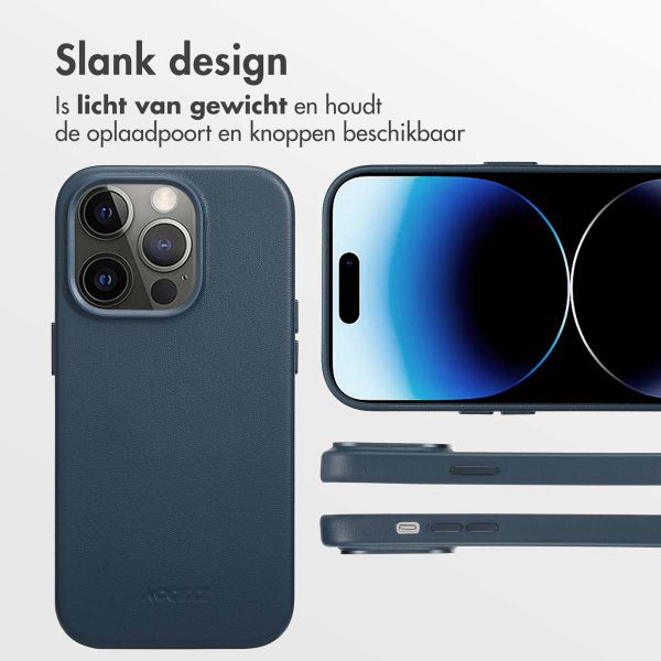 Accezz MagSafe Leather Backcover Apple iPhone 14 Pro - Nightfall Blue