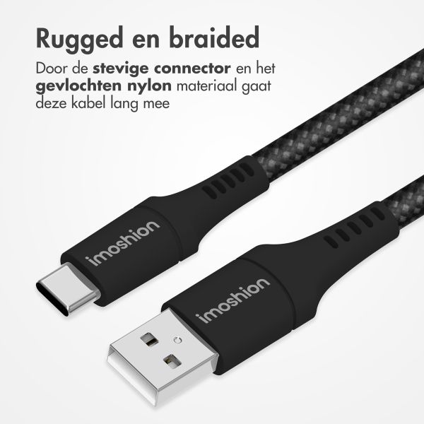 imoshion Magnetische braided kabel - USB-C naar USB-A - 1 meter - Zwart