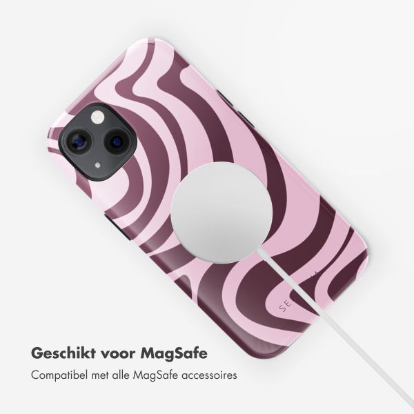 Selencia Vivid Tough Backcover met MagSafe iPhone 13 - Wavy Swirl Pink Plum