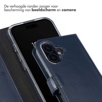 Selencia Echt Leren Bookcase Apple iPhone 16 - Blauw