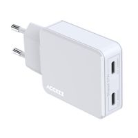 Accezz Ultra Slim GaN Oplader - 2x USB-C - 65W - Wit