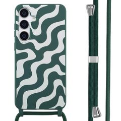 imoshion Siliconen design hoesje met koord Samsung Galaxy S25 Plus - Petrol Green Groovy