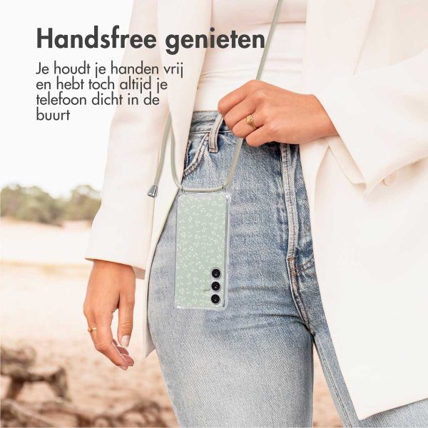 imoshion Design hoesje met koord Samsung Galaxy S24 - Smoke Green Flowers