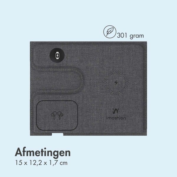 imoshion 3-in-1 Opvouwbare draadloze oplader Apple - iPhone / AirPods / Apple Watch - Grijs