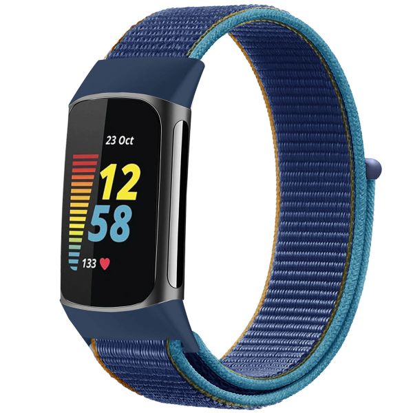 imoshion Nylon bandje Fitbit Charge 5 / Charge 6 - Maat S - Donkerblauw