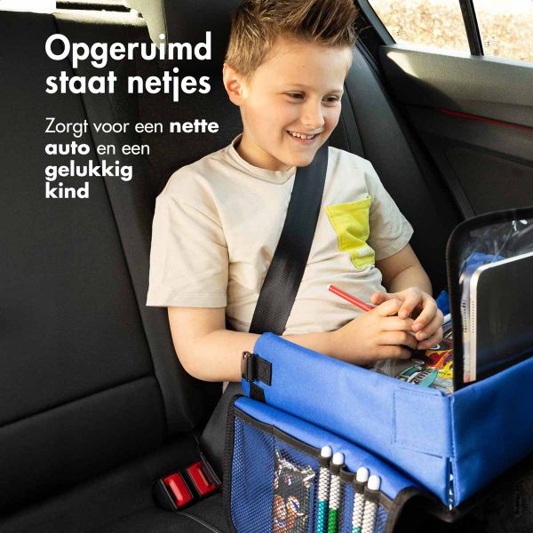 imoshion Reistafel - tablethouder auto - 7 opbergvakken - inclusief 2 kleurplaten - Blauw
