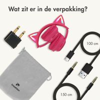 imoshion Draadloze Kinderkoptelefoon LED Light Cat Ear - Decibelbegrenzer - Met AUX kabel - Hot Pink