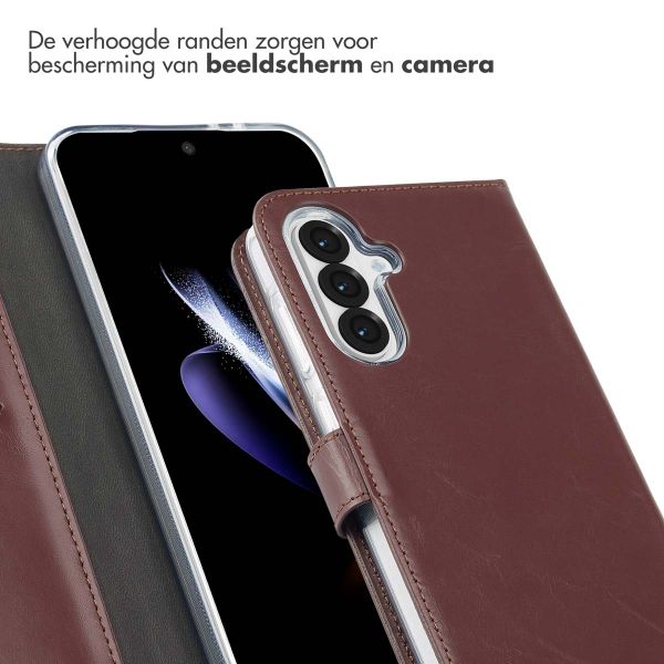 Selencia Echt Lederen Bookcase Samsung Galaxy A56 - Bruin